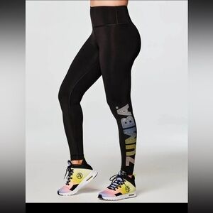 Zumba Move Dream Shine High Waisted Ankle Leggings - Bold Black ~ XL - NWT